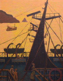 油絵「落日の航海」の写真