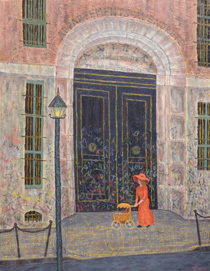 油絵「旅の余韻・街角」の写真