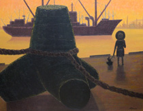 油絵「港への想い」の写真