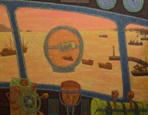 油絵「落日の航海スタンバイ」の写真