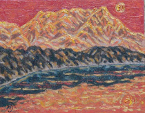 油絵「映える立山（信州）」の写真