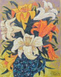 油絵「ユリの花」の写真