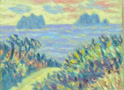 油絵「海の見える丘（玄海灘）」の写真