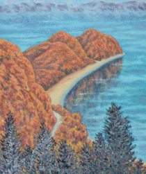 油絵「猪苗代湖紅葉」の写真