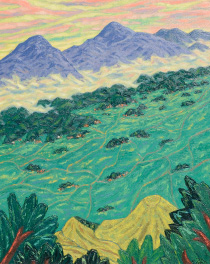 油絵「阿蘇五岳」の写真