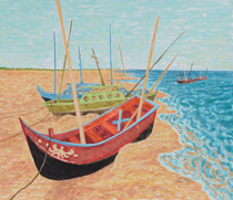 水彩「浜の船」の写真