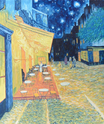 水彩模写：ゴッホ「夜のカフェテラス」の写真