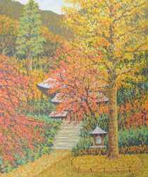 アクリル「大興善寺の秋 秋を尋ねて」の写真