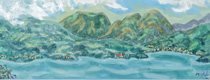 水彩「箱根遠望（芦ノ湖）」の写真